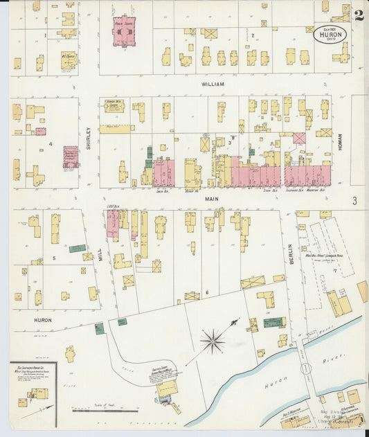 Sanborn Fire Insurance Map from Huron, Erie County, Ohio (1901), Sheet #0002 - Historic Sanborn Fire Insurance Map Print, vintage old map wall art, antique decor, genealogy gift, Ohio Ohio map