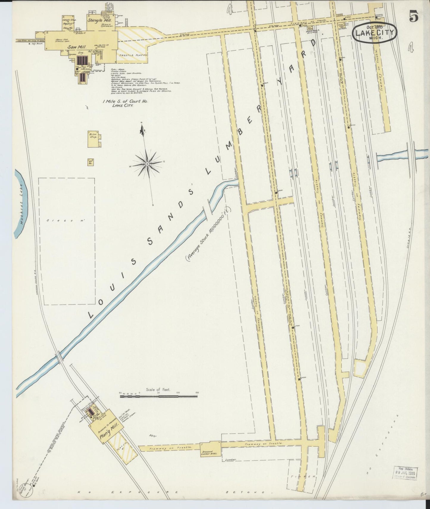 Sanborn Fire Insurance Map from Lake City, Missaukee County, Michigan (1895), Sheet #0005 - Complete Map Set gallery image, historic Sanborn map, vintage wall art, Michigan Michigan