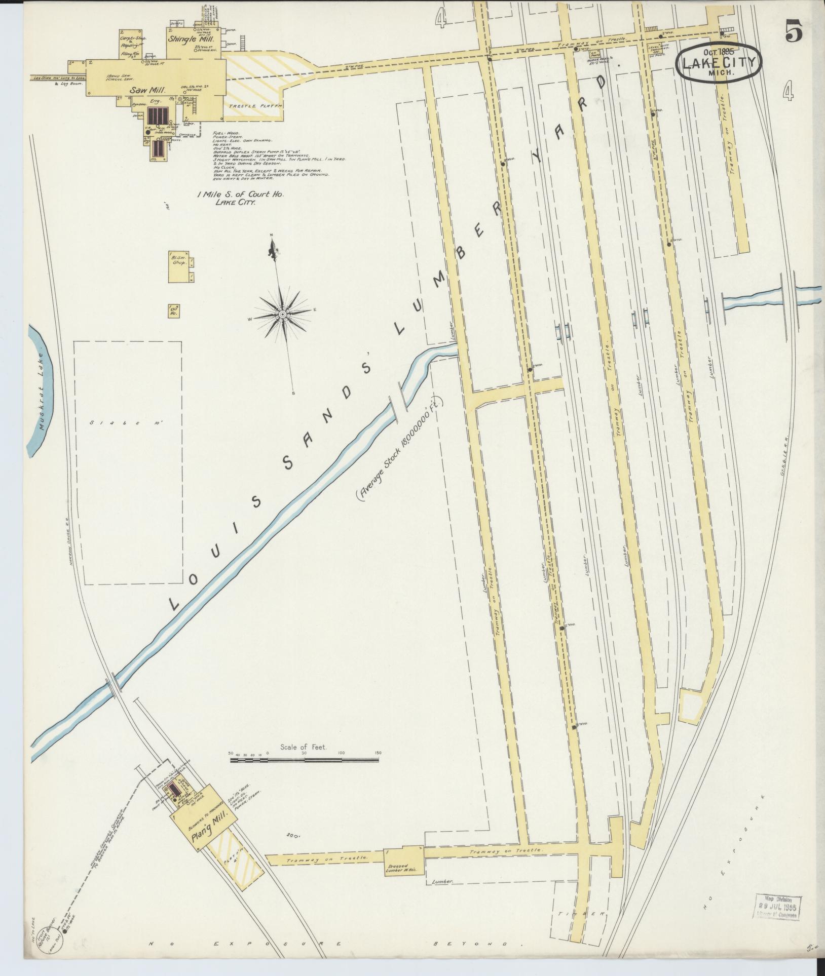 Sanborn Fire Insurance Map from Lake City, Missaukee County, Michigan (1895), Sheet #0005 - Complete Map Set gallery image, historic Sanborn map, vintage wall art, Michigan Michigan