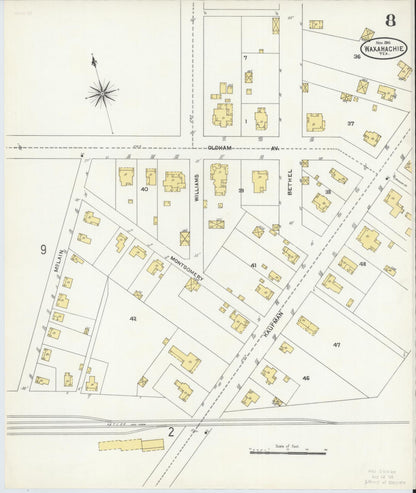 Sanborn Fire Insurance Map from Waxahachie, Ellis County, Texas (1904), Sheet #0008 - Complete Map Set gallery image, historic Sanborn map, vintage wall art, Texas Texas