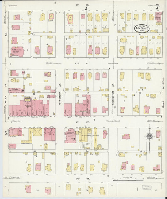 Sanborn Fire Insurance Map from Loveland, Larimer County, Colorado (1911), Sheet #0007 - Historic Sanborn Fire Insurance Map Print, vintage old map wall art, antique decor, genealogy gift, Colorado Colorado map