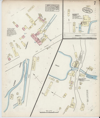 Sanborn Fire Insurance Map from Keene, Cheshire County, New Hampshire (1884), Sheet #0007 - Complete Map Set gallery image, historic Sanborn map, vintage wall art, New Hampshire New Hampshire