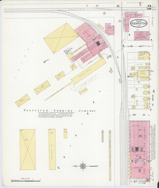 Sanborn Fire Insurance Map from Hoopeston, Vermilion County, Illinois (1913), Sheet #0002 - Historic Sanborn Fire Insurance Map Print, vintage old map wall art, antique decor, genealogy gift, Illinois Illinois map