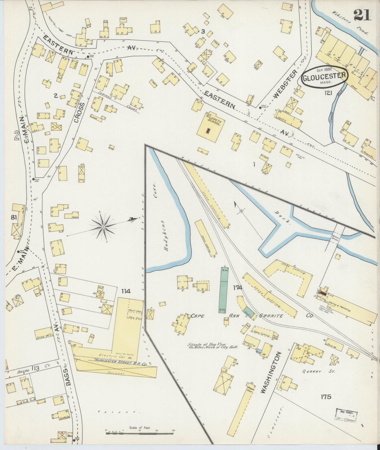 Sanborn Fire Insurance Map from Gloucester, Essex County, Massachusetts (1892), Sheet #0021 - Complete Map Set gallery image, historic Sanborn map, vintage wall art, Massachusetts Massachusetts