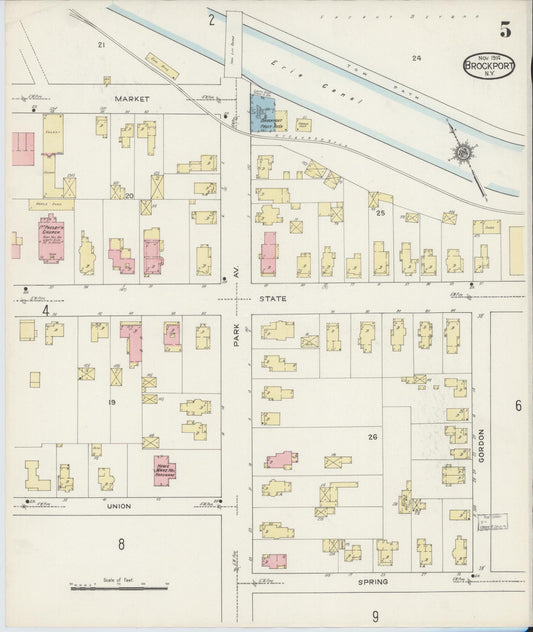 Sanborn Fire Insurance Map from Brockport, Monroe County, New York (1914), Sheet #0005 - Historic Sanborn Fire Insurance Map Print, vintage old map wall art, antique decor, genealogy gift, New York New York map