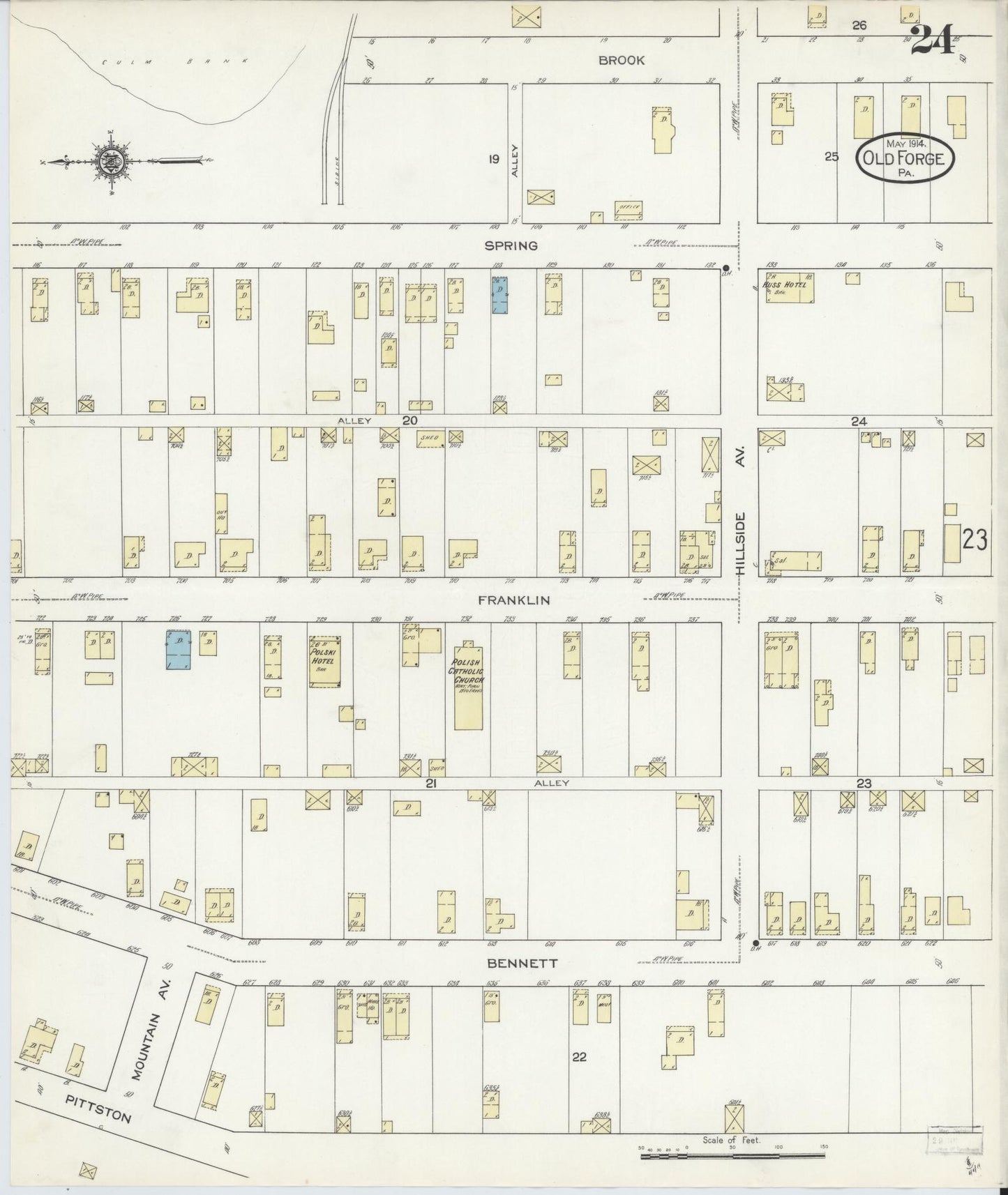 Sanborn Fire Insurance Map from Old Forge, Lackawanna County, Pennsylvania (1914), Sheet #0024 - Complete Map Set gallery image, historic Sanborn map, vintage wall art, Pennsylvania Pennsylvania