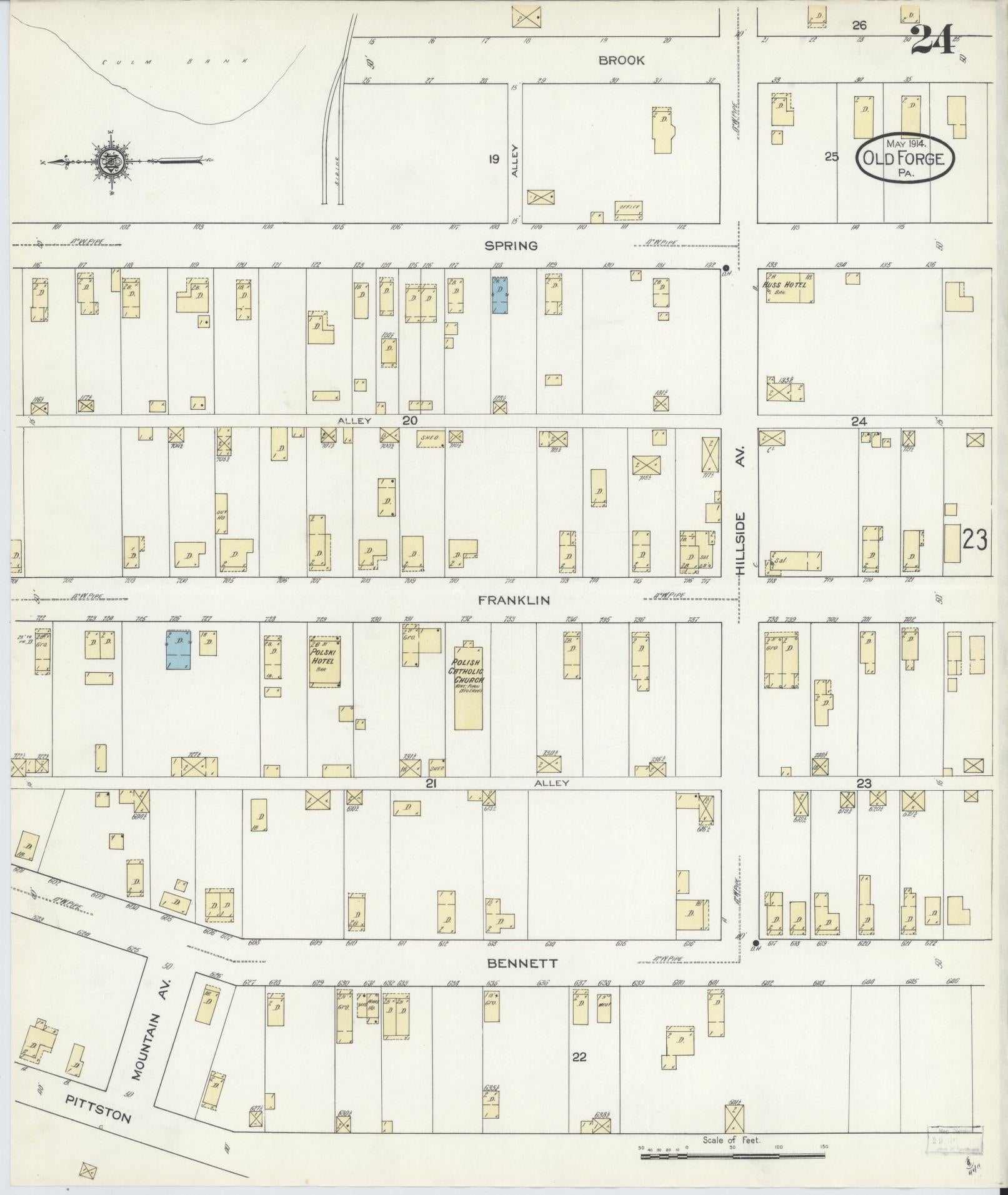 Sanborn Fire Insurance Map from Old Forge, Lackawanna County, Pennsylvania (1914), Sheet #0024 - Complete Map Set gallery image, historic Sanborn map, vintage wall art, Pennsylvania Pennsylvania