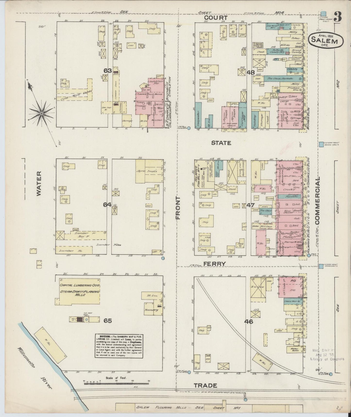 Sanborn Fire Insurance Map from Salem, Marion County, Oregon (1884), Sheet #0003 - Complete Map Set gallery image, historic Sanborn map, vintage wall art, Oregon Oregon