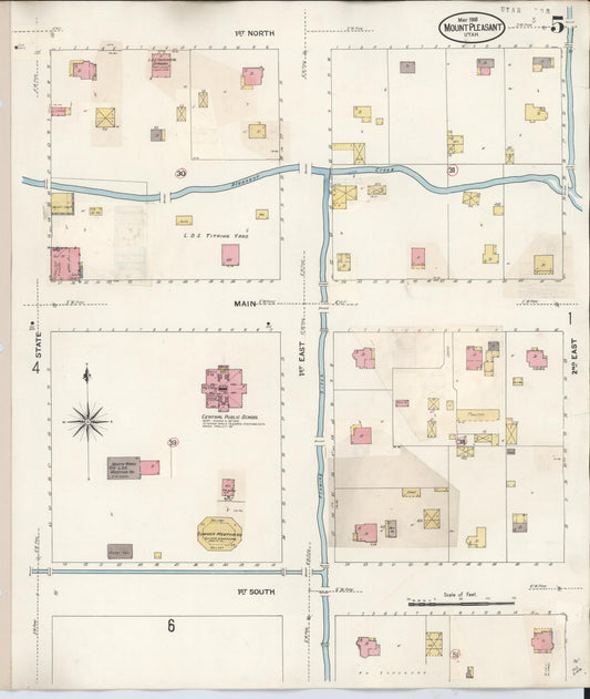 Sanborn Fire Insurance Map from Mount Pleasant, Sanpete County, Utah (1931), Sheet #0005 - Historic Sanborn Fire Insurance Map Print, vintage old map wall art, antique decor, genealogy gift, Utah Utah map