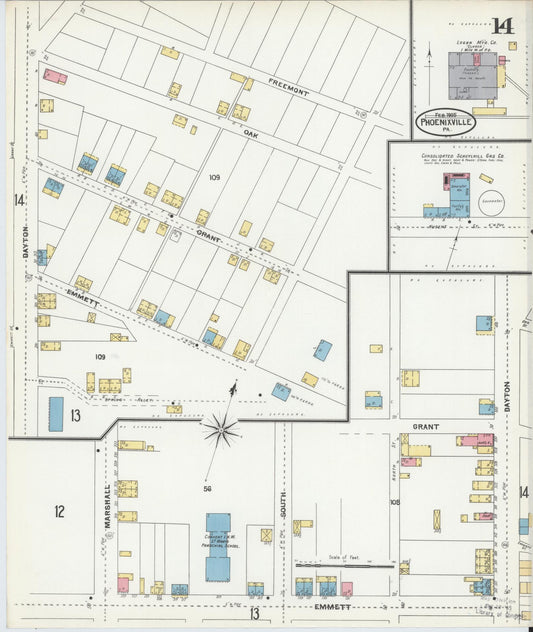 Sanborn Fire Insurance Map from Phoenixville, Chester County, Pennsylvania (1906), Sheet #0014 - Historic Sanborn Fire Insurance Map Print, vintage old map wall art, antique decor, genealogy gift, Pennsylvania Pennsylvania map