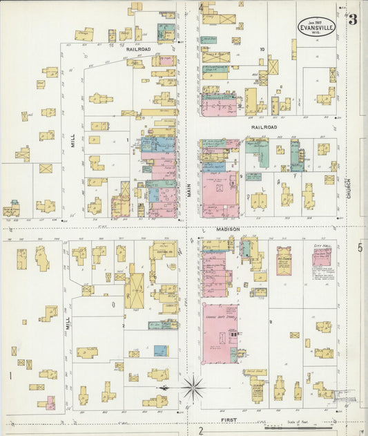Sanborn Fire Insurance Map from Evansville, Rock County, Wisconsin (1907), Sheet #0003 - Historic Sanborn Fire Insurance Map Print, vintage old map wall art, antique decor, genealogy gift, Wisconsin Wisconsin map