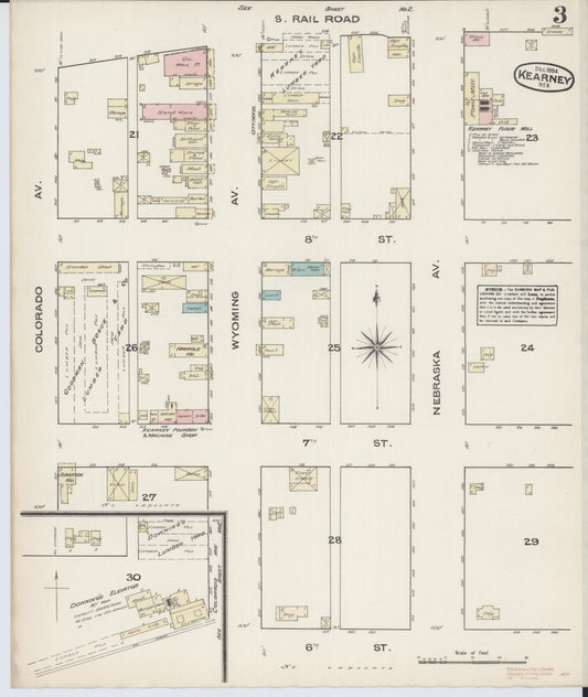 Sanborn Fire Insurance Map from Kearney, Buffalo County, Nebraska (1884), Sheet #0003 - Historic Sanborn Fire Insurance Map Print, vintage old map wall art, antique decor, genealogy gift, Nebraska Nebraska map