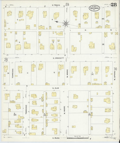 Sanborn Fire Insurance Map from Sherman, Grayson County, Texas (1908), Sheet #0028 - Complete Map Set gallery image, historic Sanborn map, vintage wall art, Texas Texas