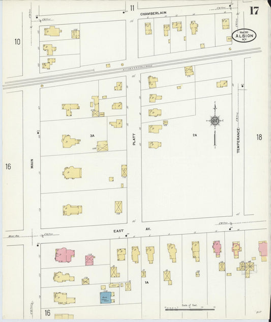 Sanborn Fire Insurance Map from Albion, Orleans County, New York (1911), Sheet #0017 - Historic Sanborn Fire Insurance Map Print, vintage old map wall art, antique decor, genealogy gift, New York New York map