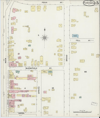 Sanborn Fire Insurance Map from Flemington, Hunterdon County, New Jersey (1890), Sheet #0005 - Complete Map Set gallery image, historic Sanborn map, vintage wall art, New Jersey New Jersey