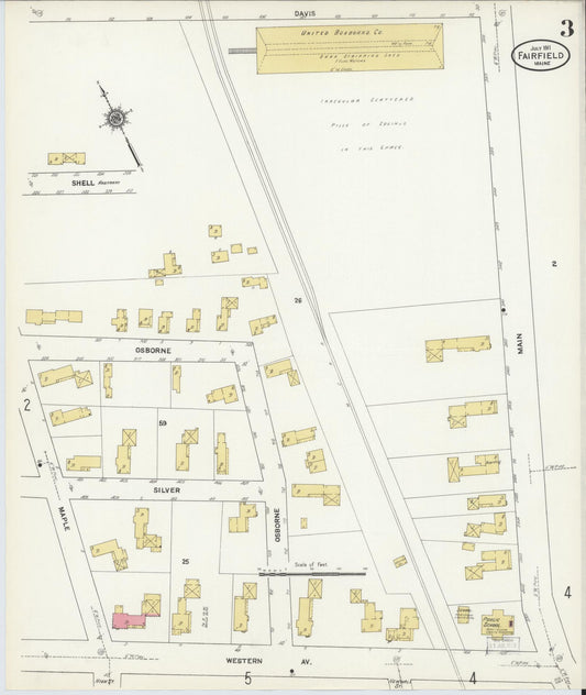 Sanborn Fire Insurance Map from Fairfield, Somerset County, Maine (1911), Sheet #0003 - Historic Sanborn Fire Insurance Map Print, vintage old map wall art, antique decor, genealogy gift, Maine Maine map