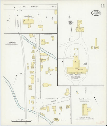 Sanborn Fire Insurance Map from Liberty, Sullivan County, New York (1911), Sheet #0011 - Historic Sanborn Fire Insurance Map Print, vintage old map wall art, antique decor, genealogy gift, New York New York map