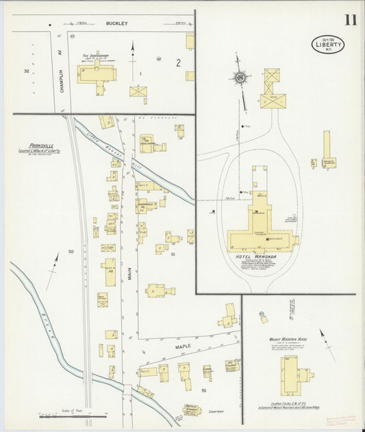 Sanborn Fire Insurance Map from Liberty, Sullivan County, New York (1911), Sheet #0011 - Historic Sanborn Fire Insurance Map Print, vintage old map wall art, antique decor, genealogy gift, New York New York map