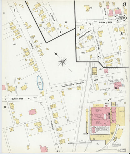 Sanborn Fire Insurance Map from Aurora, Dearborn County, Indiana (1906), Sheet #0008 - Historic Sanborn Fire Insurance Map Print, vintage old map wall art, antique decor, genealogy gift, Indiana Indiana map