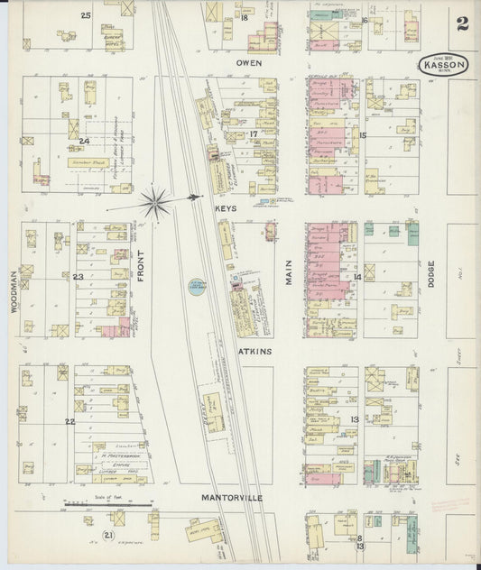 Sanborn Fire Insurance Map from Kasson, Dodge County, Minnesota (1891), Sheet #0002 - Historic Sanborn Fire Insurance Map Print, vintage old map wall art, antique decor, genealogy gift, Minnesota Minnesota map