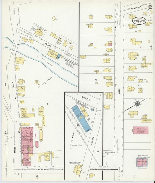 Sanborn Fire Insurance Map from Phelps, Ontario County, New York (1911), Sheet #0002 - Historic Sanborn Fire Insurance Map Print, vintage old map wall art, antique decor, genealogy gift, New York New York map