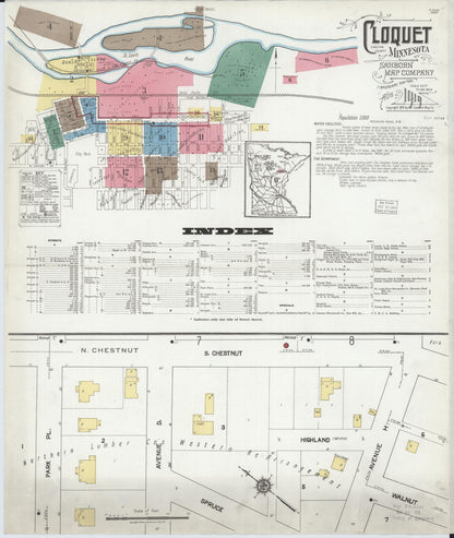 Sanborn Fire Insurance Map from Cloquet, Carlton County, Minnesota (1919), Sheet #0001 - Historic Sanborn Fire Insurance Map Print, vintage old map wall art, antique decor, genealogy gift, Minnesota Minnesota map
