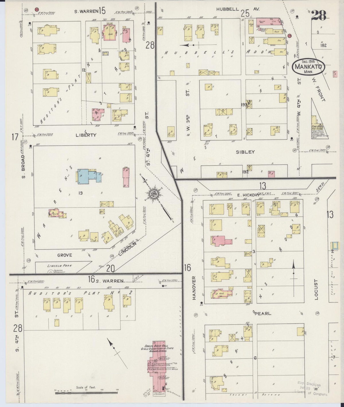 Sanborn Fire Insurance Map from Mankato, Blue Earth County, Minnesota (1914), Sheet #0028 - Complete Map Set gallery image, historic Sanborn map, vintage wall art, Minnesota Minnesota