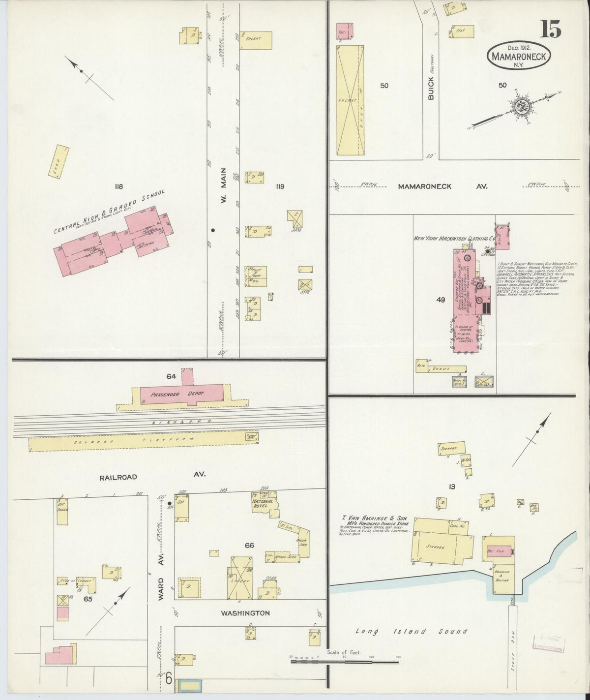 Sanborn Fire Insurance Map from Mamaroneck, Westchester County, New York (1912), Sheet #0014 - Complete Map Set gallery image, historic Sanborn map, vintage wall art, New York New York