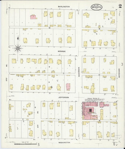 Sanborn Fire Insurance Map from Mendota, La Salle County, Illinois (1909), Sheet #0002 - Complete Map Set gallery image, historic Sanborn map, vintage wall art, Illinois Illinois