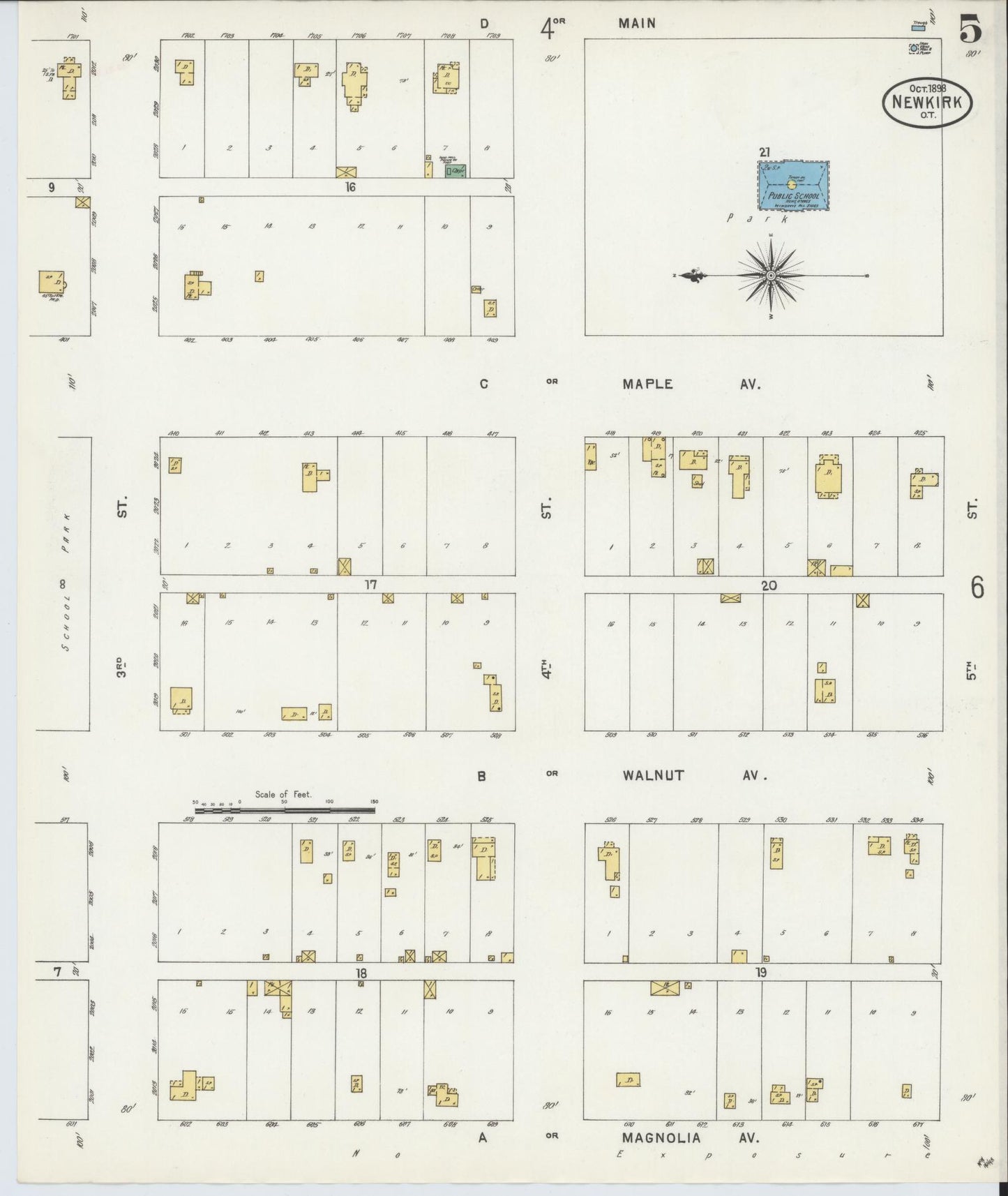 Sanborn Fire Insurance Map from Newkirk, Kay County, Oklahoma (1898), Sheet #0005 - Complete Map Set gallery image, historic Sanborn map, vintage wall art, Oklahoma Oklahoma
