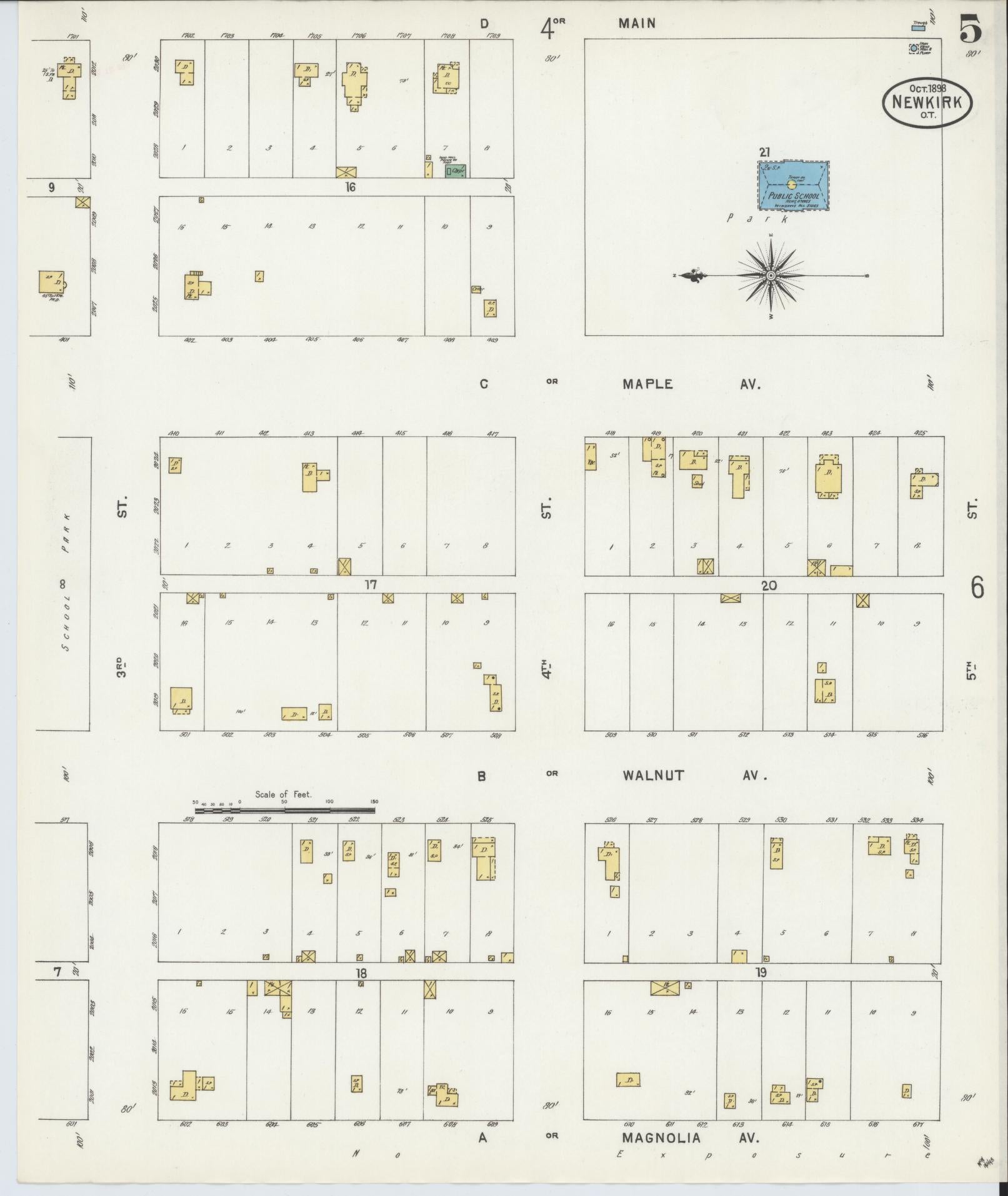 Sanborn Fire Insurance Map from Newkirk, Kay County, Oklahoma (1898), Sheet #0005 - Complete Map Set gallery image, historic Sanborn map, vintage wall art, Oklahoma Oklahoma