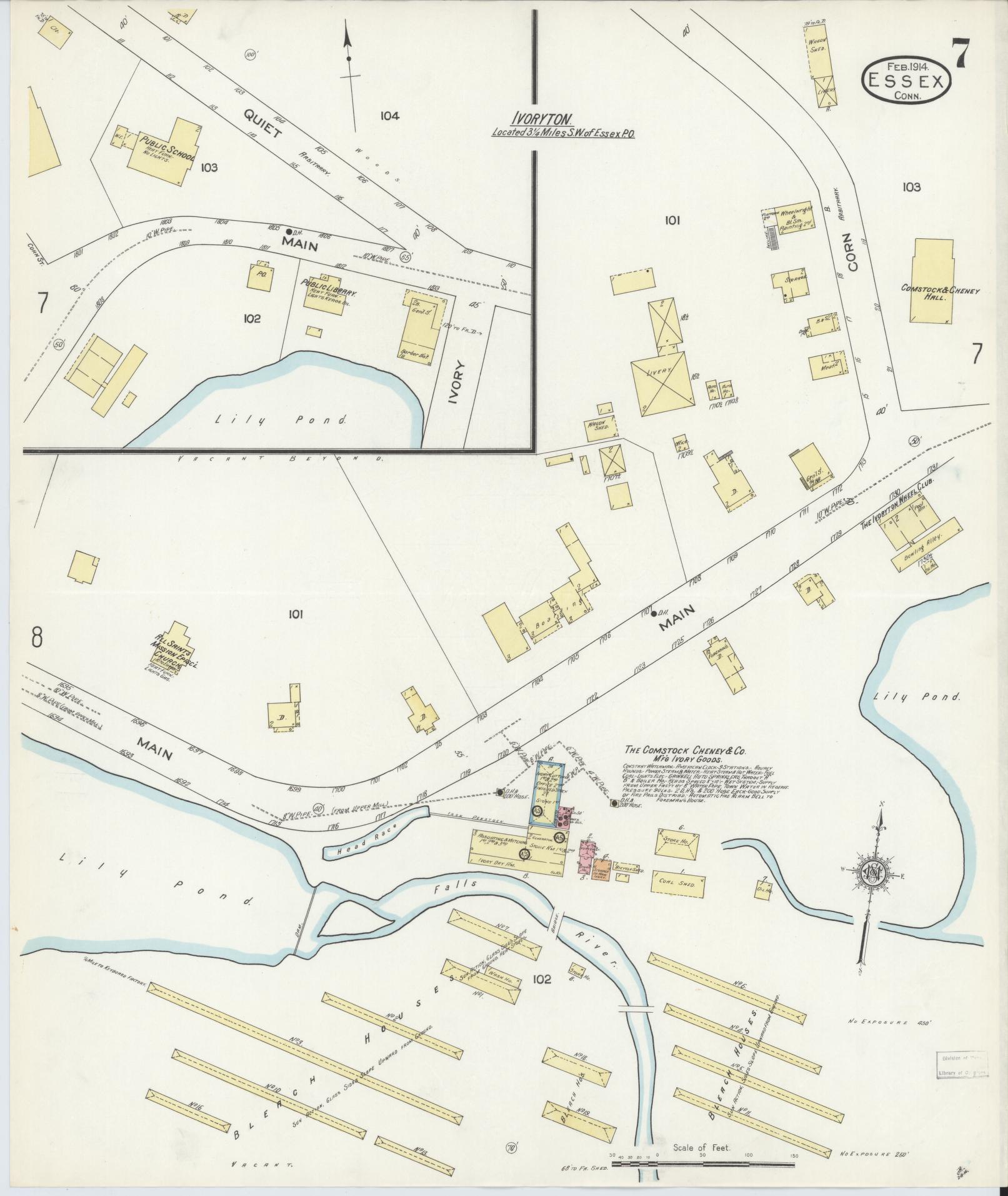 Sanborn Fire Insurance Map from Essex, Middlesex County, Connecticut (1914), Sheet #0007 - Complete Map Set gallery image, historic Sanborn map, vintage wall art, Connecticut Connecticut