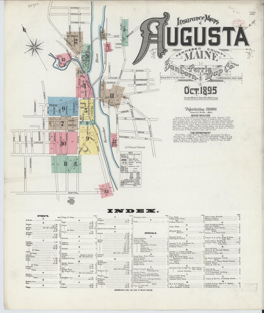 Sanborn Fire Insurance Map from Augusta, Kennebec County, Maine. (1895) – Historic Sanborn Fire Insurance Map Print