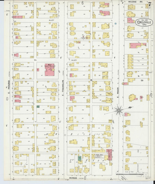 Sanborn Fire Insurance Map from Circleville, Pickaway County, Ohio (1899), Sheet #0007 - Historic Sanborn Fire Insurance Map Print, vintage old map wall art, antique decor, genealogy gift, Ohio Ohio map