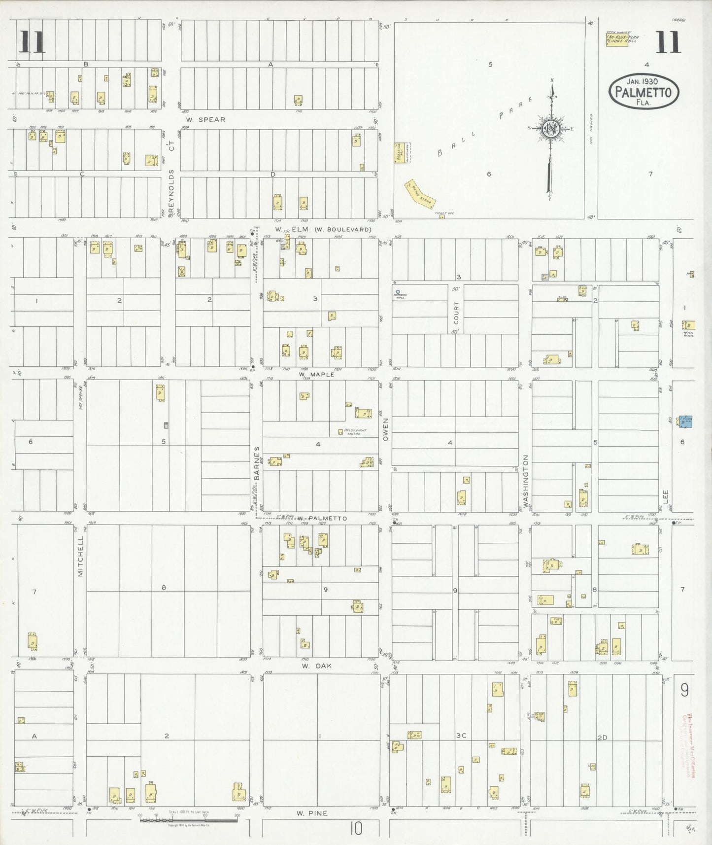 Sanborn Fire Insurance Map from Palmetto, Manatee County, Florida (1930), Sheet #0011 - Complete Map Set gallery image, historic Sanborn map, vintage wall art, Florida Florida