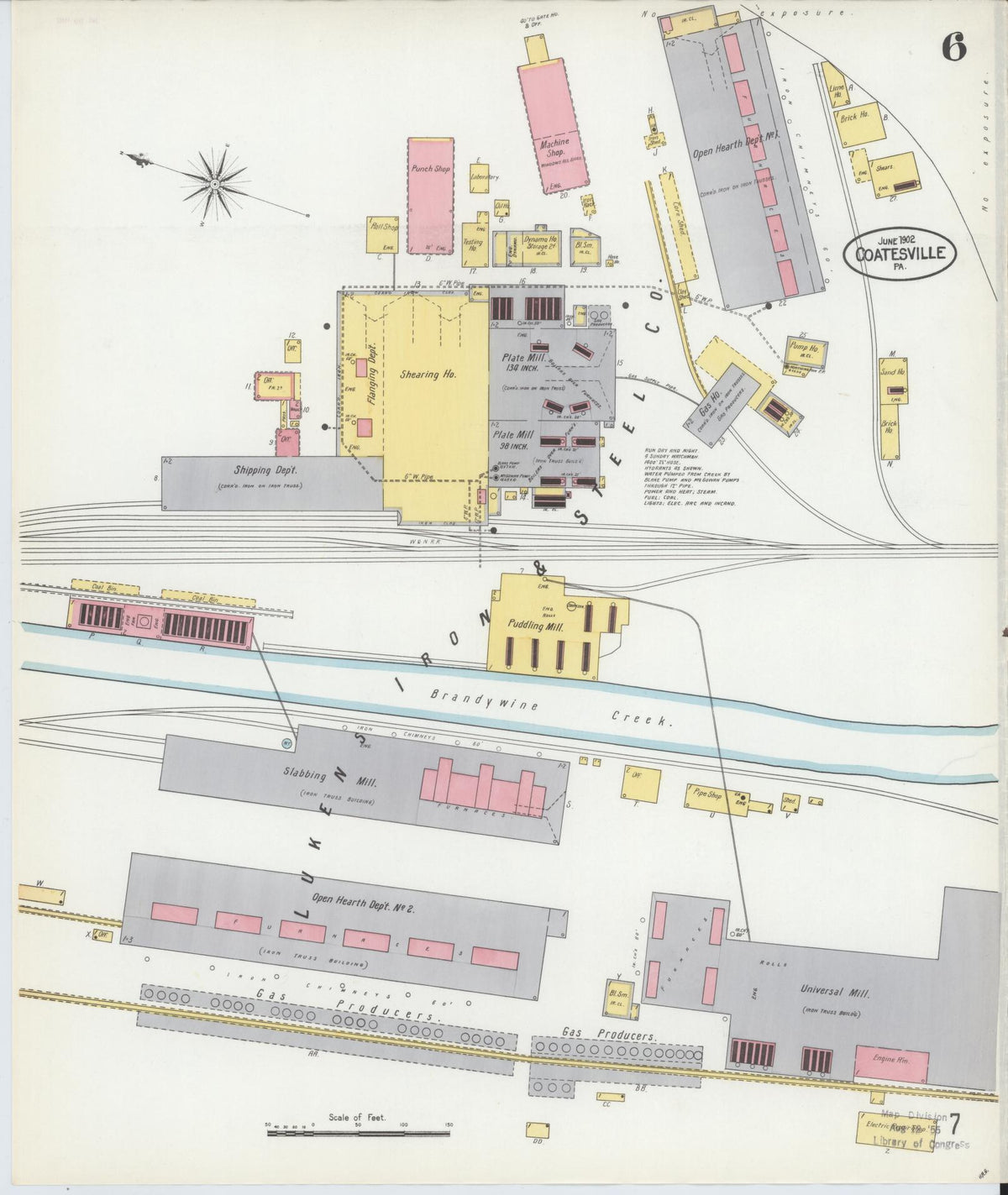 Sanborn Fire Insurance Map from Coatesville, Chester County, Pennsylvania (1902), Sheet #0006 - Complete Map Set gallery image, historic Sanborn map, vintage wall art, Pennsylvania Pennsylvania