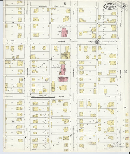Sanborn Fire Insurance Map from Shelby, Richland County, Ohio (1911), Sheet #0005 - Historic Sanborn Fire Insurance Map Print, vintage old map wall art, antique decor, genealogy gift, Ohio Ohio map