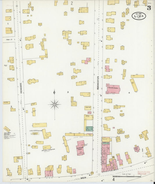 Sanborn Fire Insurance Map from Lima, Livingston County, New York (1904), Sheet #0003 - Historic Sanborn Fire Insurance Map Print, vintage old map wall art, antique decor, genealogy gift, New York New York map
