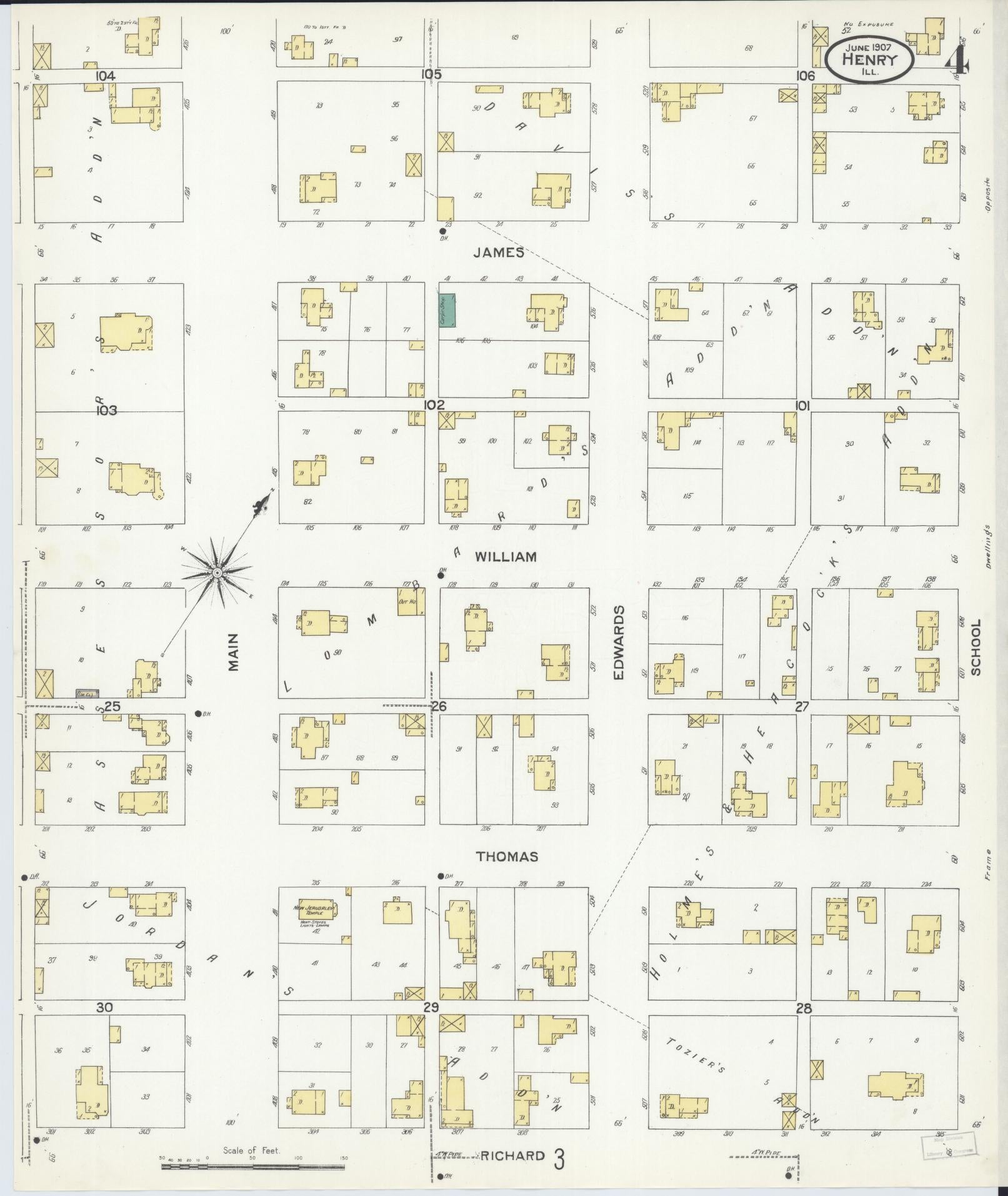 Sanborn Fire Insurance Map from Henry, Marshall County, Illinois (1907), Sheet #0004 - Complete Map Set gallery image, historic Sanborn map, vintage wall art, Illinois Illinois