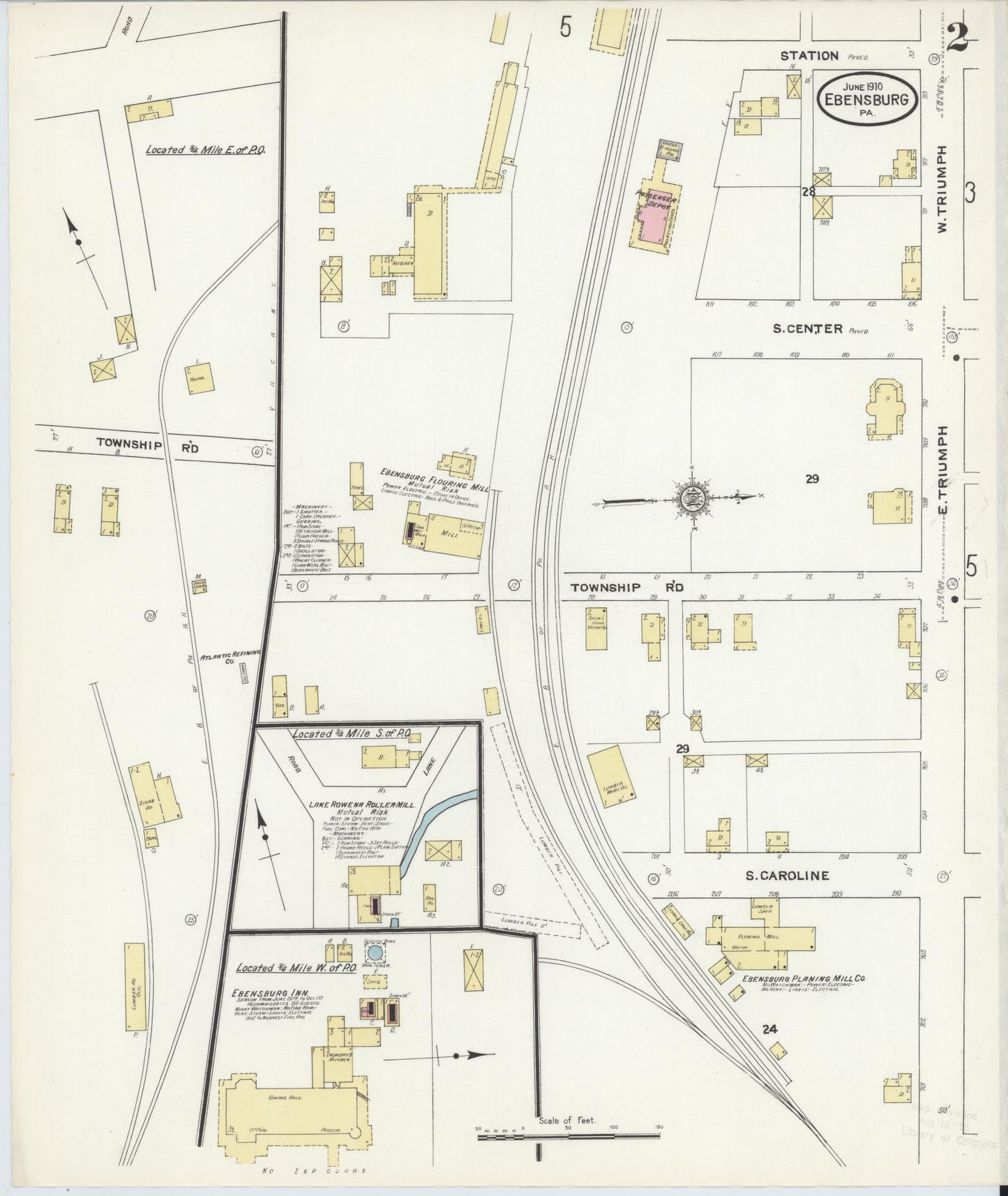 Sanborn Fire Insurance Map from Ebensburg, Cambria County, Pennsylvania (1910), Sheet #0002 - Historic Sanborn Fire Insurance Map Print, vintage old map wall art, antique decor, genealogy gift, Pennsylvania Pennsylvania map