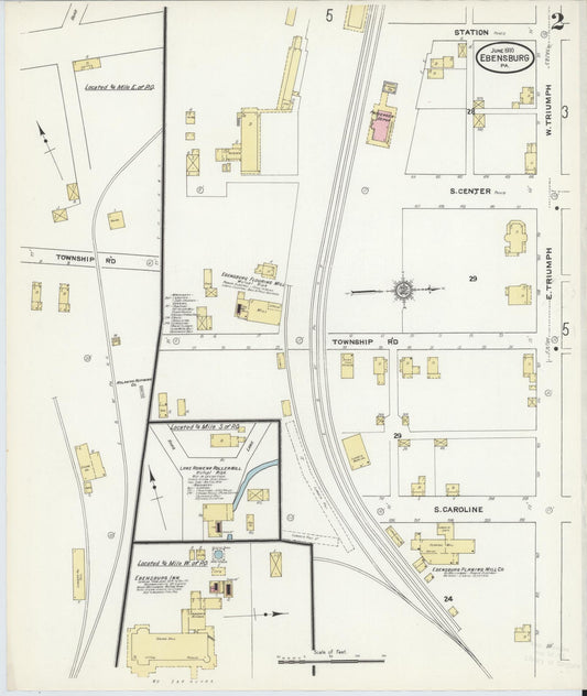 Sanborn Fire Insurance Map from Ebensburg, Cambria County, Pennsylvania (1910), Sheet #0002 - Historic Sanborn Fire Insurance Map Print, vintage old map wall art, antique decor, genealogy gift, Pennsylvania Pennsylvania map