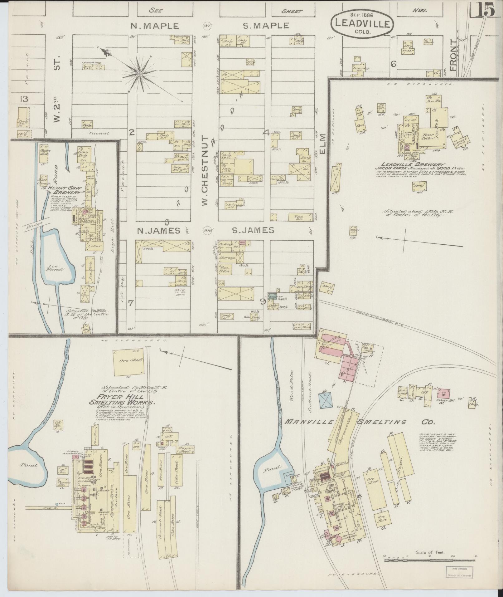 Sanborn Fire Insurance Map from Leadville, Lake County, Colorado (1886), Sheet #0015 - Complete Map Set gallery image, historic Sanborn map, vintage wall art, Colorado Colorado