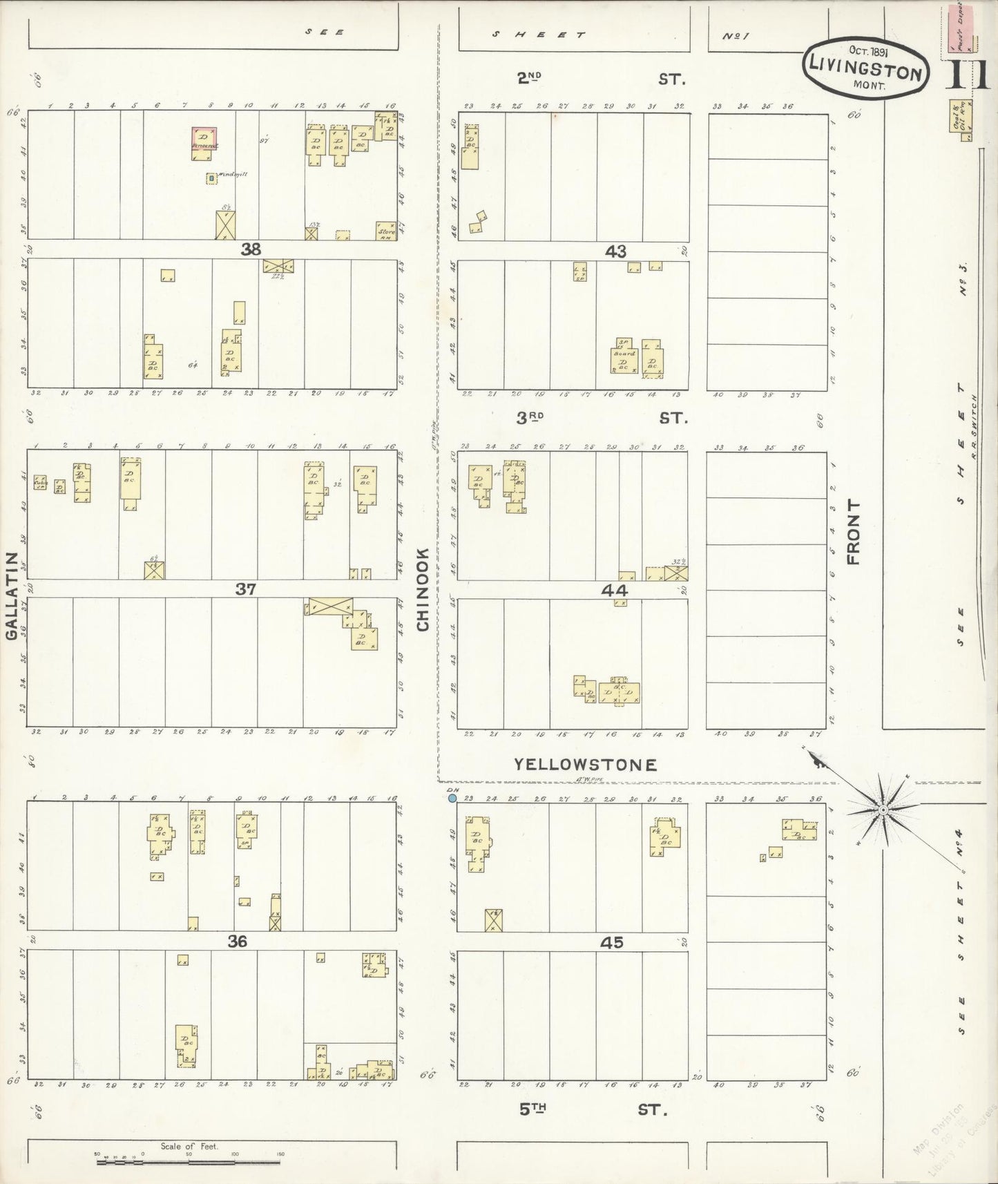Sanborn Fire Insurance Map from Livingston, Park County, Montana (1891), Sheet #0011 - Complete Map Set gallery image, historic Sanborn map, vintage wall art, Montana Montana