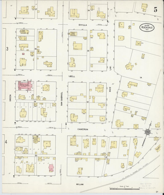 Sanborn Fire Insurance Map from Rockdale, Milam County, Texas (1912), Sheet #0005 - Historic Sanborn Fire Insurance Map Print, vintage old map wall art, antique decor, genealogy gift, Texas Texas map