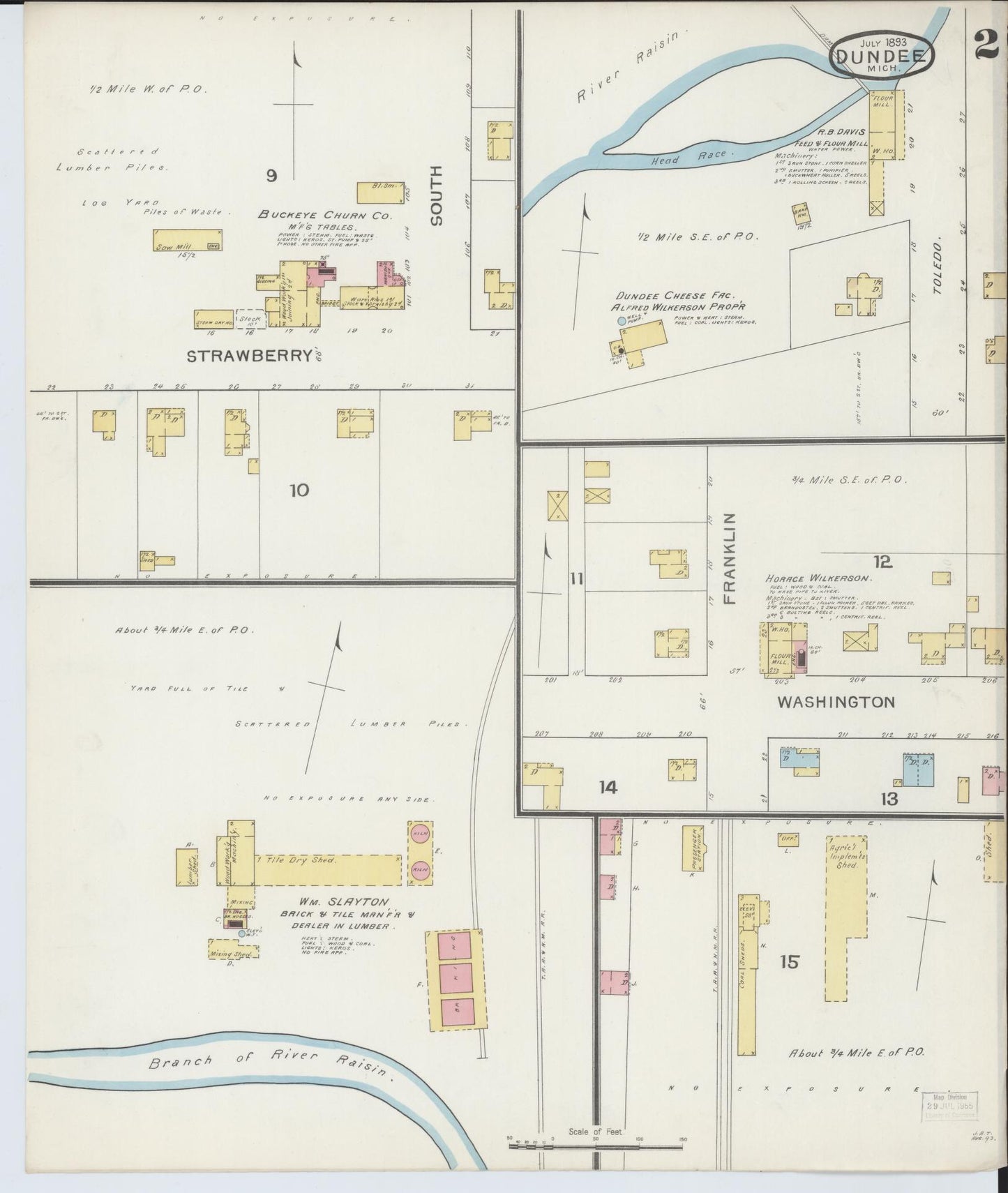 Sanborn Fire Insurance Map from Dundee, Monroe County, Michigan (1893), Sheet #0002 - Complete Map Set gallery image, historic Sanborn map, vintage wall art, Michigan Michigan