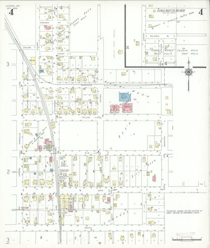 Sanborn Fire Insurance Map from Ladoga, Montgomery County, Indiana (1942), Sheet #0004 - Historic Sanborn Fire Insurance Map Print, vintage old map wall art, antique decor, genealogy gift, Indiana Indiana map