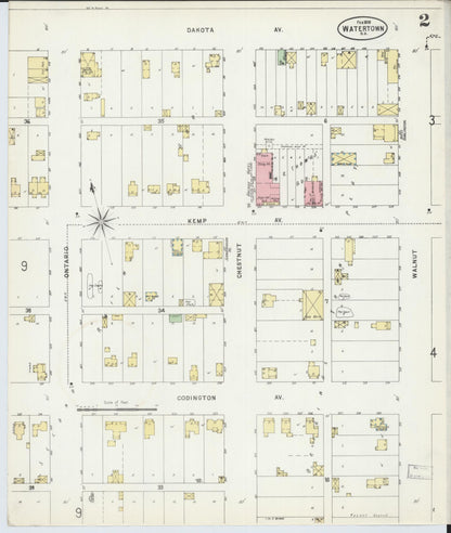Sanborn Fire Insurance Map from Watertown, Codington County, South Dakota (1898), Sheet #0002 - Complete Map Set gallery image, historic Sanborn map, vintage wall art, South Dakota South Dakota