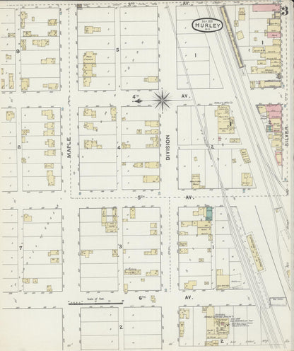 Sanborn Fire Insurance Map from Hurley, Iron County, Wisconsin (1891), Sheet #0003 - Historic Sanborn Fire Insurance Map Print, vintage old map wall art, antique decor, genealogy gift, Wisconsin Wisconsin map