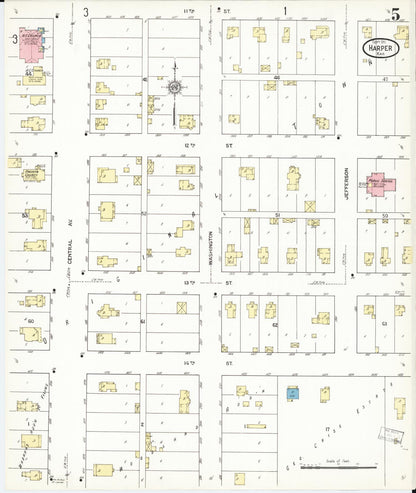 Sanborn Fire Insurance Map from Harper, Harper County, Kansas (1911), Sheet #0005 - Complete Map Set gallery image, historic Sanborn map, vintage wall art, Kansas Kansas