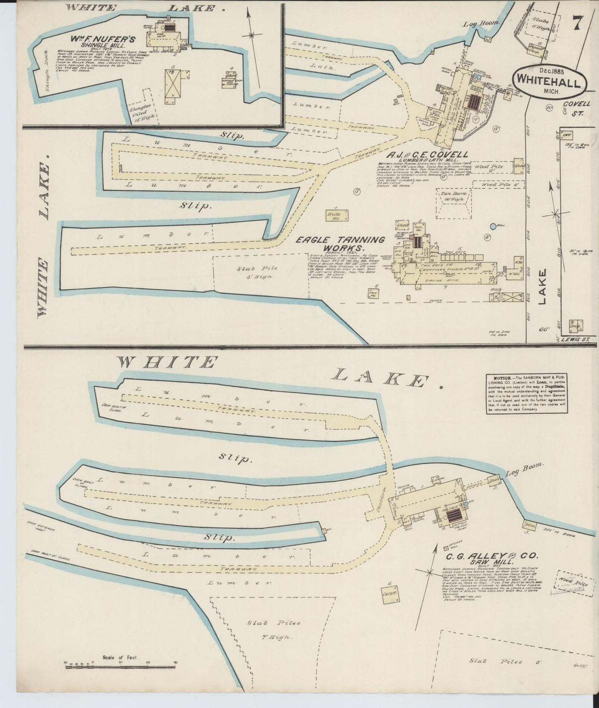 Sanborn Fire Insurance Map from Montague, Muskegon County, Michigan (1883), Sheet #0007 - Historic Sanborn Fire Insurance Map Print, vintage old map wall art, antique decor, genealogy gift, Michigan Michigan map